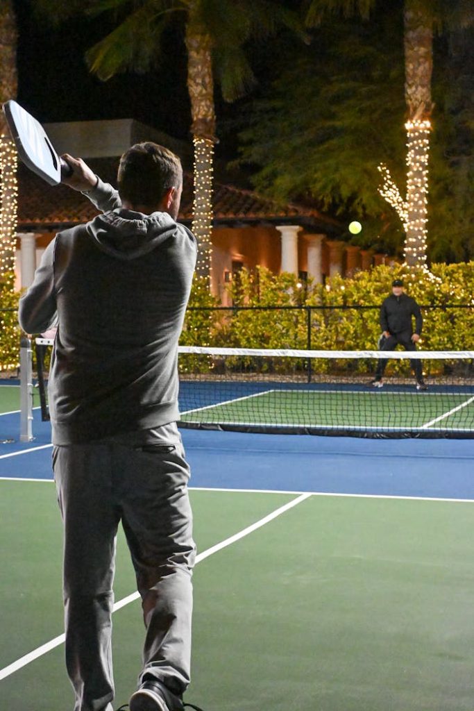 Night pickleball match