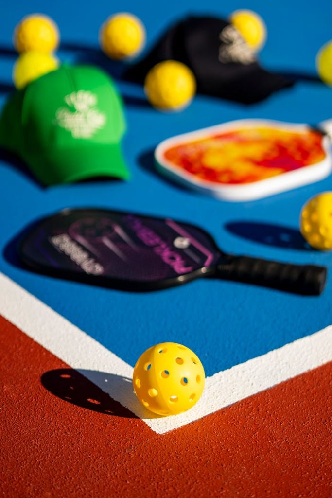 Pickleball paddles and balls